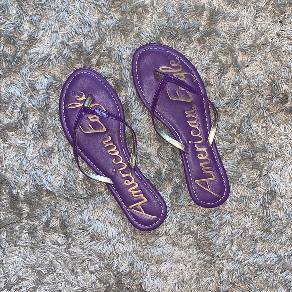 royal purple american eagle flip flops